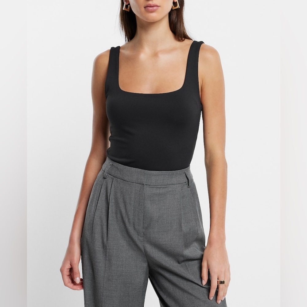 Express Square Neck Bodysuit (Black) - Size S